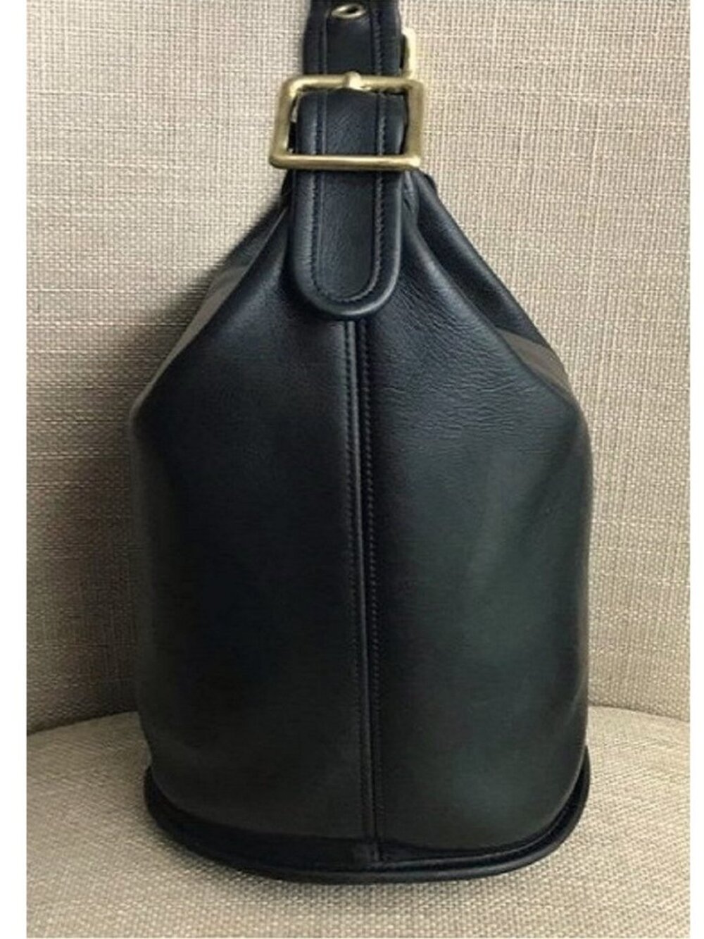 COACH Vintage Black Leather Bucket Bag Crossbody Handbag - Picture 3 of 8